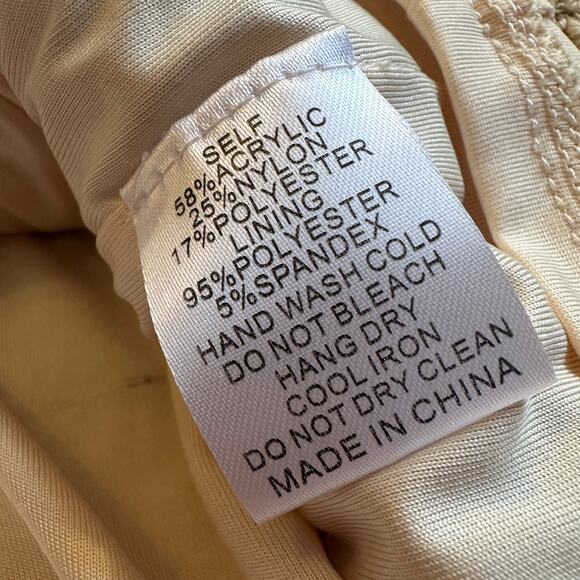 All Row Medium Knit Midi Skirt with Slits Elastic Waist Tan Camel Lined - Picture 9 of 9